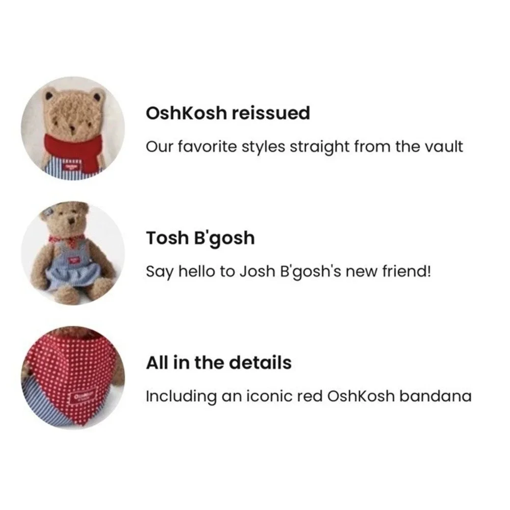 Oshkosh Tosh B'gosh' Girl Bear Plush Hickory Stripe Skirtall Red Bandana Bow New